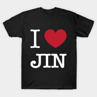 I love BTS jin kim seokjin typography Morcaworks T-Shirt